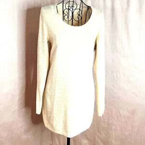 VALERIE BERTINELLI Cream and Brown Pullover Sweater Medium
